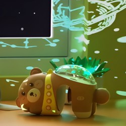 Žvaigždžių projektoriaus meškiuko naktinė lemputė vaikams WOOPIE BABY