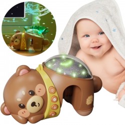 Žvaigždžių projektoriaus meškiuko naktinė lemputė vaikams WOOPIE BABY
