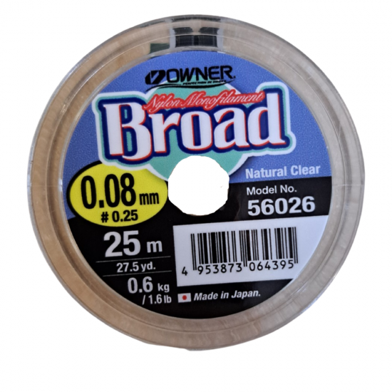 Žvejybinis Valas pavadėliams OWNER Broad 25m 0.08mm 0.6kg