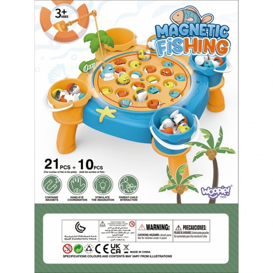 Žvejybos žaidimų rinkinys su magnetu, rožinis, 36 vnt. WOOPIE