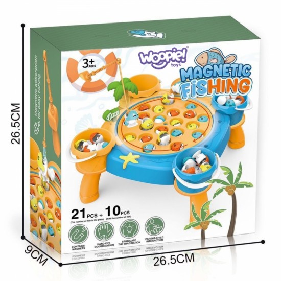 Žvejybos žaidimų rinkinys su magnetu, rožinis, 36 vnt. WOOPIE