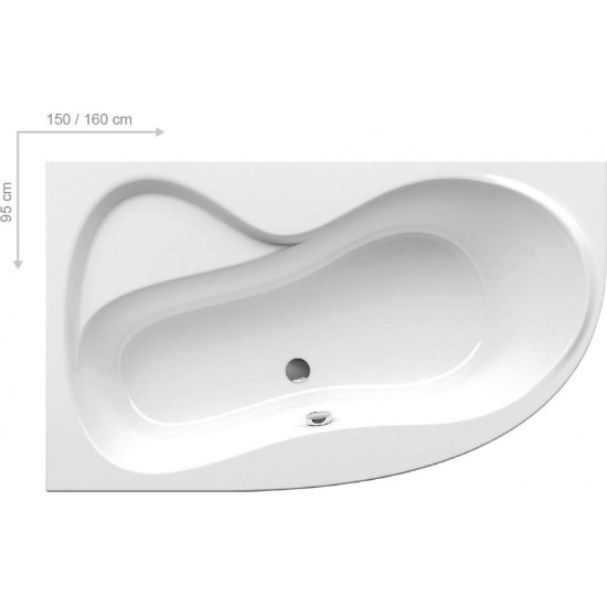 Akrilinė asimetriška vonia Ravak Rosa 95, 150x95 R