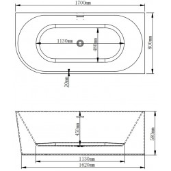 Akrilinė vonia NOVA 208 170 cm balta dešinė