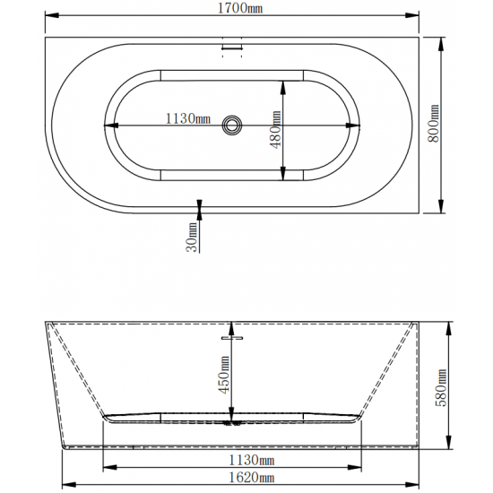 Akrilinė vonia OVAL 231 balta/juoda