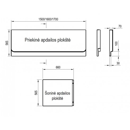 Apdailos plokštė stačiakampei voniai Ravak Chrome, 75 šoninė