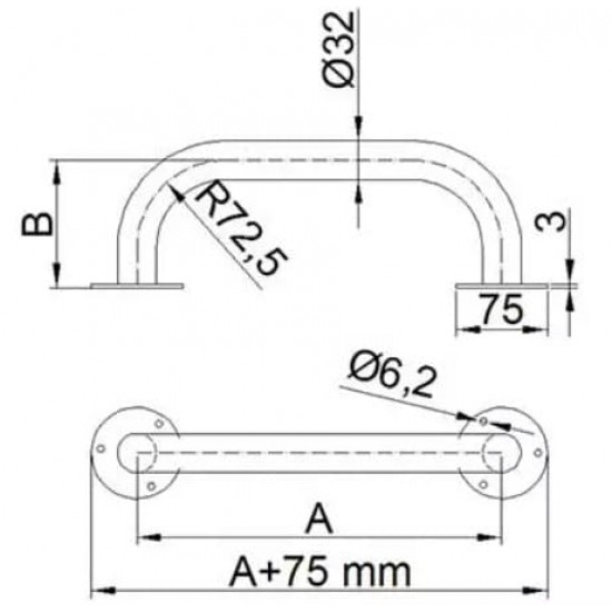 Atrama Corrado, stacionari, 400/102 cm, nerūdijančio pieno