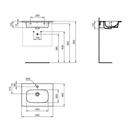 Baldinis praustuvas Ideal Standard i.life A, 64 cm