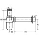 Bide sifonas butelinis, be ventilio, 1 1/4 x 32 x 200, chromas