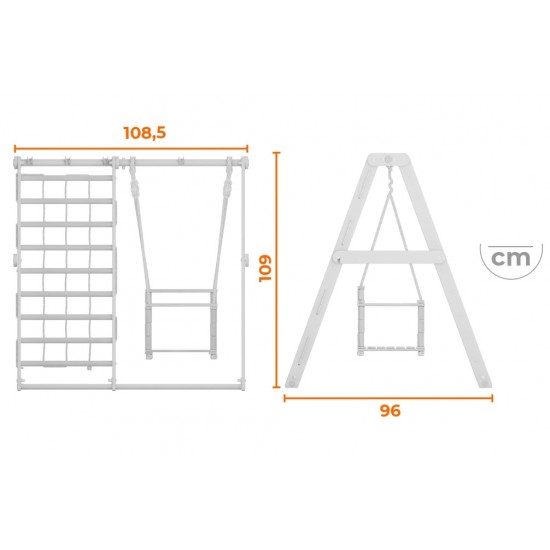 Daugiafunkcis medinis sporto kompleksas vaikams SANRO R-WOOD baltas, 108,5x109x96cm, iki 50kg