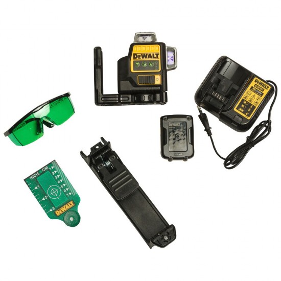 DeWALT DCE089D1G linijinis lazeris, 3D, žalias DeWALT DCE089D1G linijinis lazeris, 3D, žalias