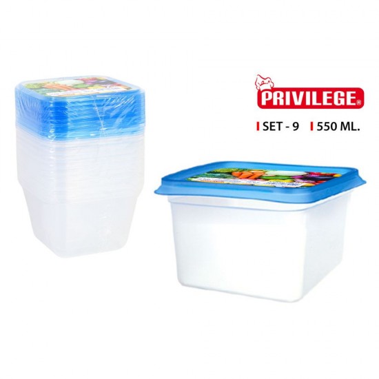 Dėžutės maistui plast. 550ml 9vnt Privilege 3050 Dėžutės maistui plast. 550ml 9vnt Privilege 3050