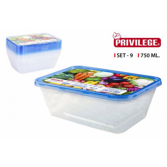 Dėžutės maistui plast. 750ml 9vnt Privilege 3040