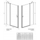 Dušo durys nišai Nes 8 Black DWJ II, reguliavimo ribos 1180-1210, dešininės, 8mm stiklas