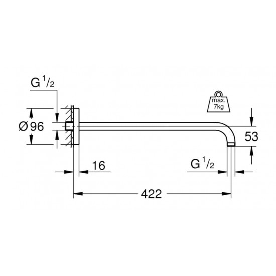 Dušo galvos laikiklis GROHE, 422 mm, chromas