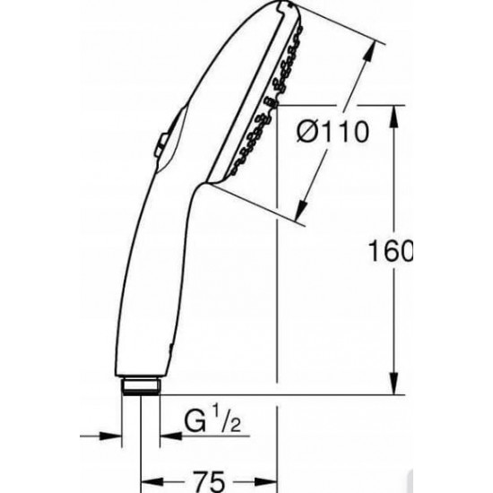 Dušo galvutė GROHE, Tempesta 110 II , matinė juoda