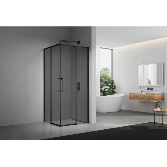Dušo kabina ELEGANCE 100x100 juoda/pilka be pado