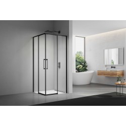 Dušo kabina ELEGANCE 90x90 juoda/skaidri be pado