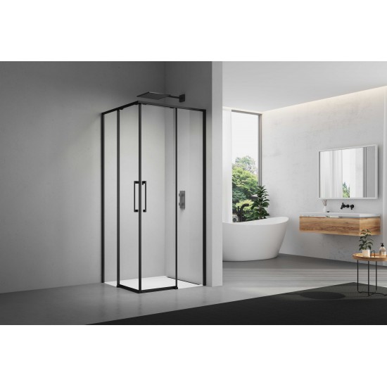Dušo kabina ELEGANCE 90x90 juoda/skaidri be pado
