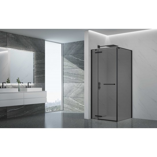 Dušo kabina PRESTIGE 120x90 juoda/pilka be pado
