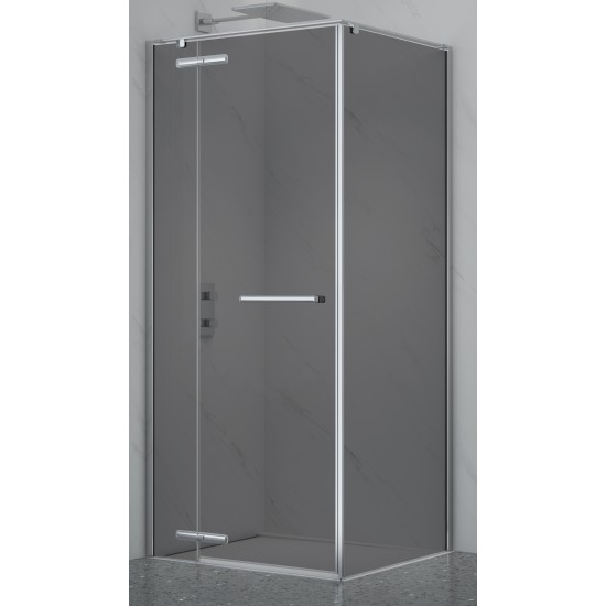 Dušo kabina PRESTIGE 90x90 chrom/pilka be pado