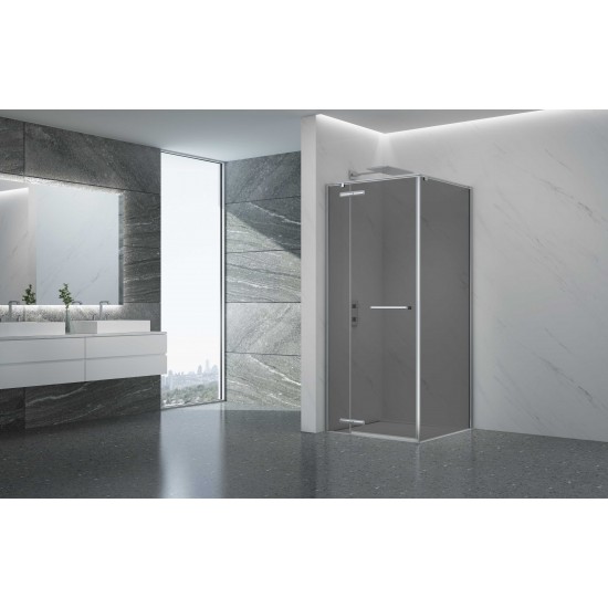 Dušo kabina PRESTIGE 90x90 chrom/pilka be pado