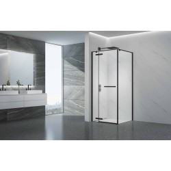 Dušo kabina PRESTIGE 90x90 juoda/skaidri be pado