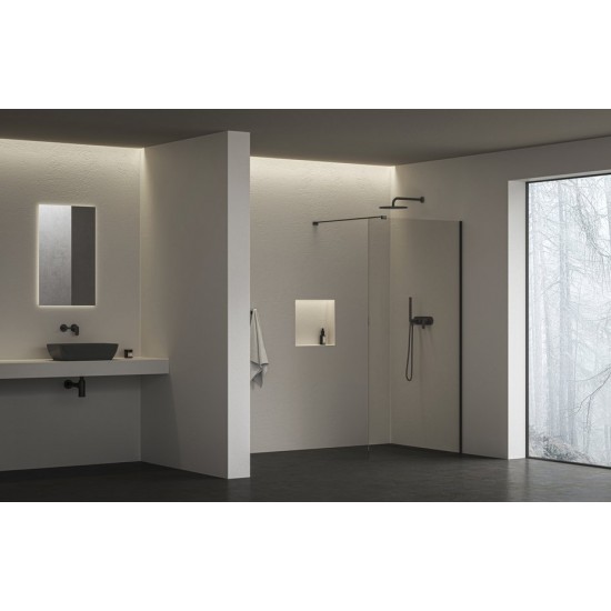 Dušo kabina Walk-In Air Wall, 100, Walk-In Air Wall 100 juodas+Transparent
