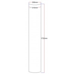 Dušo kabinos šoninis stiklas lenktas 305x1720 (lenkta dalis 310 mm) skaidrus 4.15.