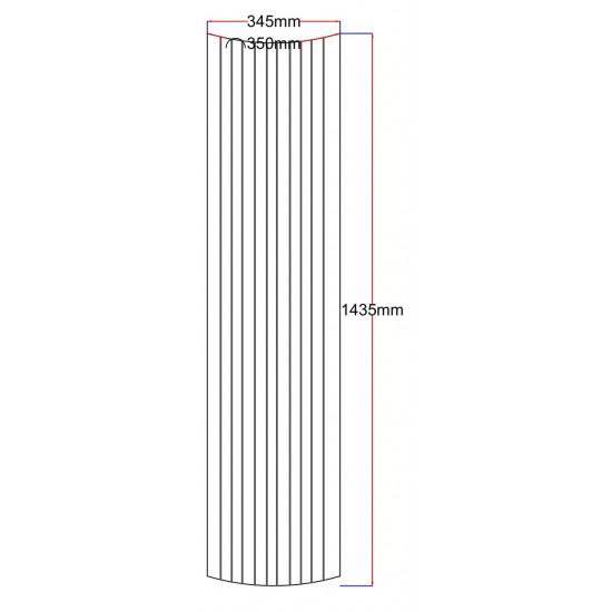 Dušo kabinos šoninis stiklas lenktas 345x1435 (350 mm) skaidrus dekoras 4.36.