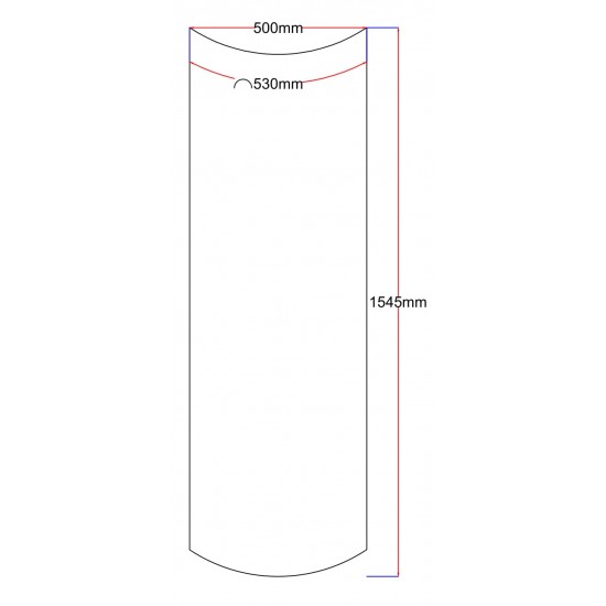 Dušo kabinos šoninis stiklas lenktas 500x1545 grey 7.2