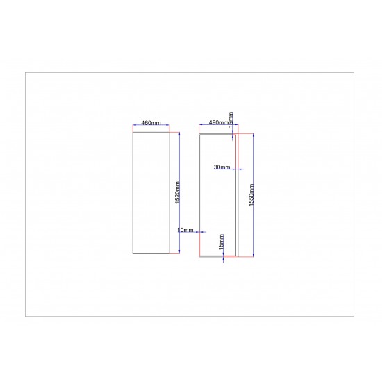 Dušo kabinos šoninis stiklas tiesus 460x1520 juodas, stiklas rėme (stiklas 475x1535 mm)