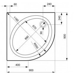 Dušo padėklas Ideal Standard, Connect, 90 cm, žemas