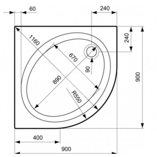Dušo padėklas Ideal Standard, Connect, 90 cm, žemas