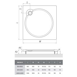 Dušo padėklas MacaoM 900x900mm, baltas