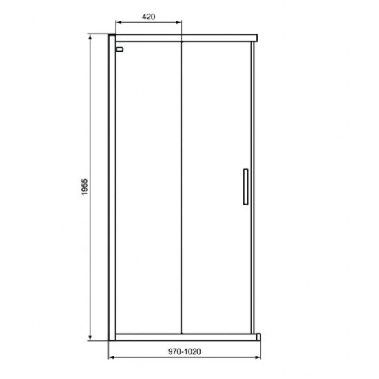 Dušo sienelė IDEAL STANDARD, Connect 2 (1000x1950) cm, profilis aliuminis, stiklas skaidrus