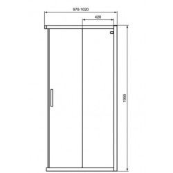 Dušo sienelė IDEAL STANDARD, Connect 2 (1000x1950) cm, profilis aliuminis, stiklas skaidrus