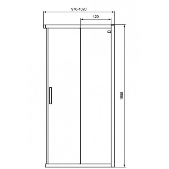 Dušo sienelė IDEAL STANDARD, Connect 2 (1000x1950) cm, profilis aliuminis, stiklas skaidrus
