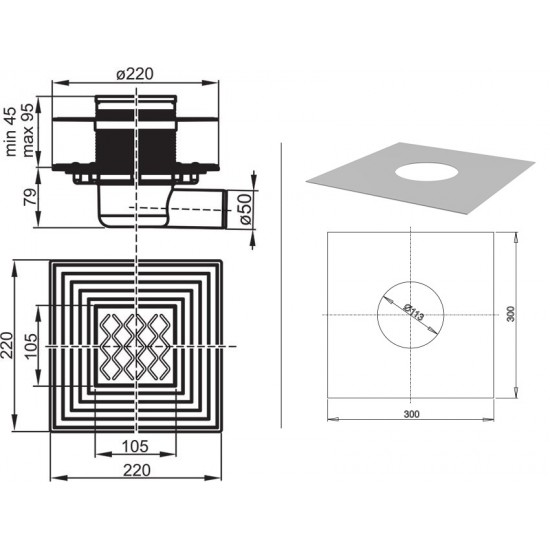 Dušo trapas Ravak SN501, 105x105