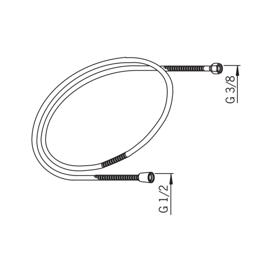Dušo žarna metalinė, 2m, v3/8 - v1/2 (dušo galvai iš vonios krašto)