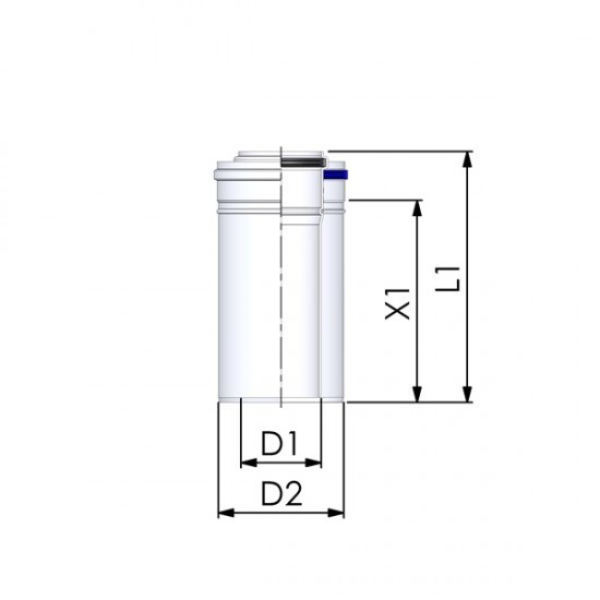 Dvigubas kamino pailginimas Cox Geelen CoxDENS PP/Alu, d60/100, 1950 mm