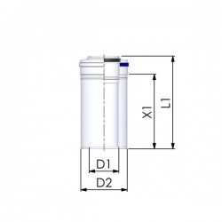 Dvigubas kamino pailginimas Cox Geelen CoxDENS PP/Alu, d60/100, 500 mm