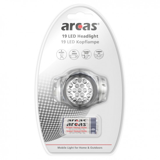 Galvos žibintuvėlis 19 LED, ARCAS Galvos žibintuvėlis 19 LED, ARCAS