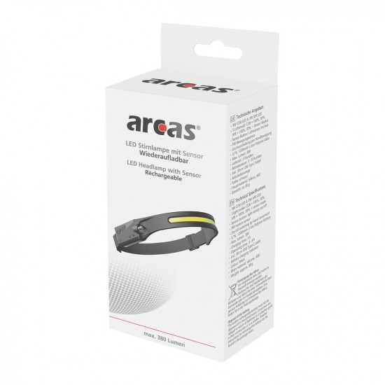 Galvos žibintuvėlis, 5W + 3W, įkraunamas USB-C, ARCAS Galvos žibintuvėlis, 5W + 3W, įkraunamas USB-C, ARCAS