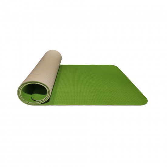 Gimnastikos/jogos kilimėlis TPE dvipusis KP-189 183x61x0.6 cm, žalias/pilkas
