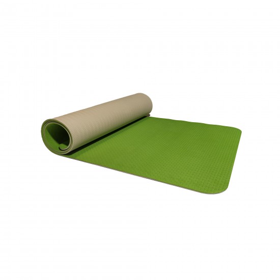 Gimnastikos/jogos kilimėlis TPE dvipusis KP-189 183x61x0.6 cm, žalias/pilkas