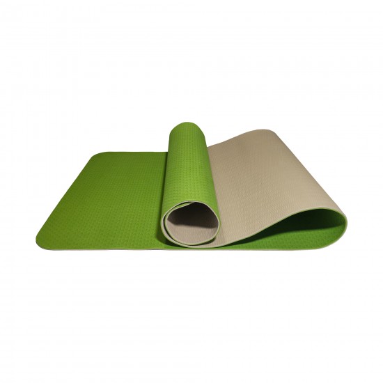Gimnastikos/jogos kilimėlis TPE dvipusis KP-189 183x61x0.6 cm, žalias/pilkas