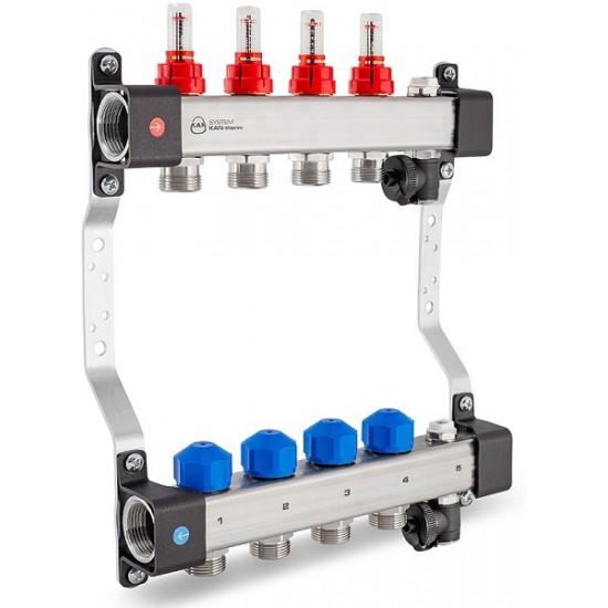 Grindinio šildymo kolekt. su debit. ir pav.vožtuvais KAN-therm InoxFlow UFS-5; žiedų sk. 5; ilgis 290 mm