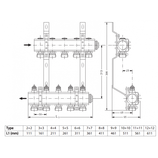 Grindinis kolektorius FHF-6, be sr. mat., MANIFOLD 6+6