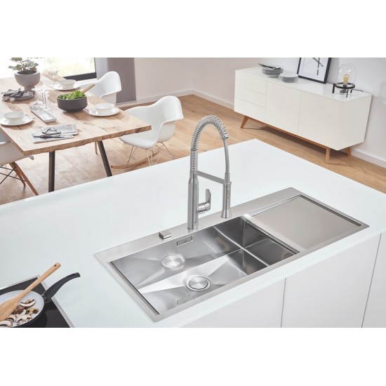 Grohe nerūdijančio plieno plautuvė K1000, dubuo 71 x 40 cm, dubuo kairėje