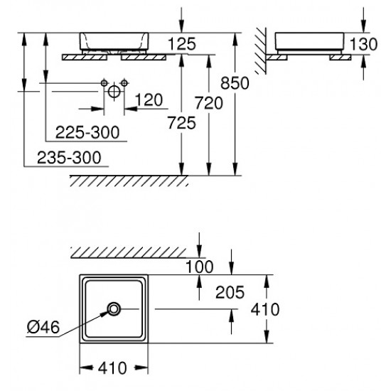 Grohe pastatomas praustuvas-dubuo Cube Ceramic, 41 cm, baltas